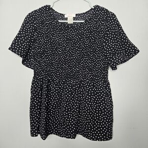 Urban Romantics Black and White Polkadot Blouse L